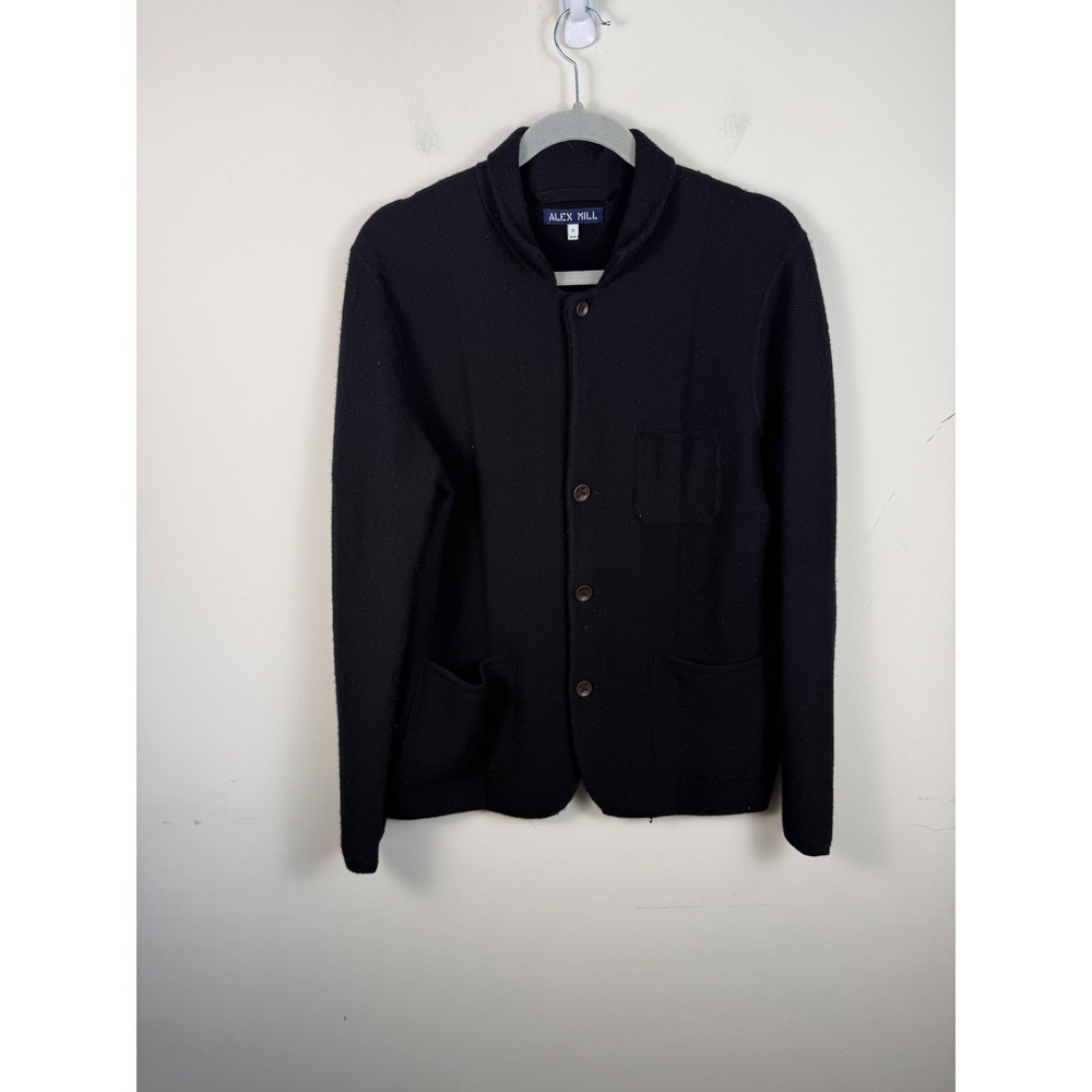 Alex Mill Mens 100% Merino Wool‎ Shawl Collar Cardigan Sweater Black Size M